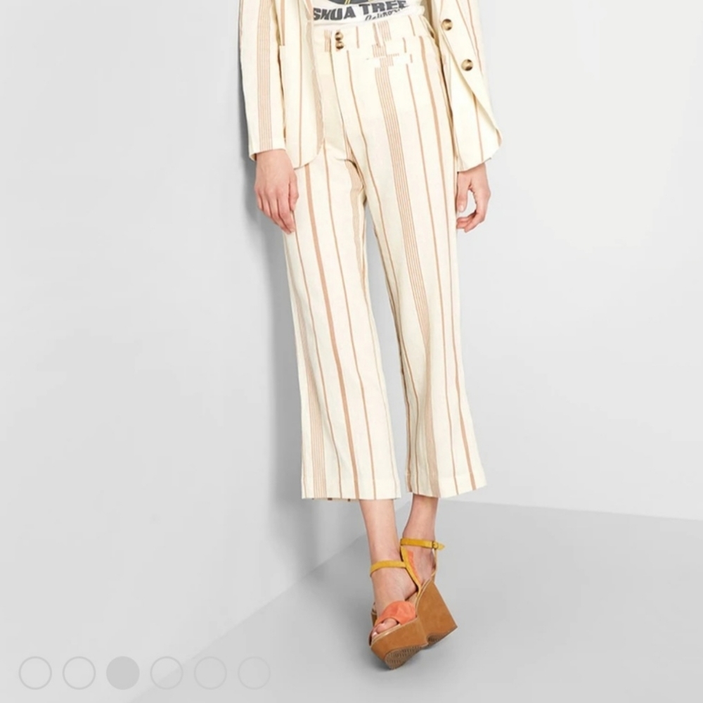 NWT Modcloth " New Opportunities" Capri Flare Linen Pants - Picture 3 of 10